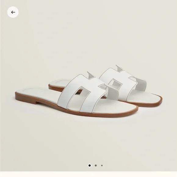 Hermes White Leather Sandals - Picture 4 of 4